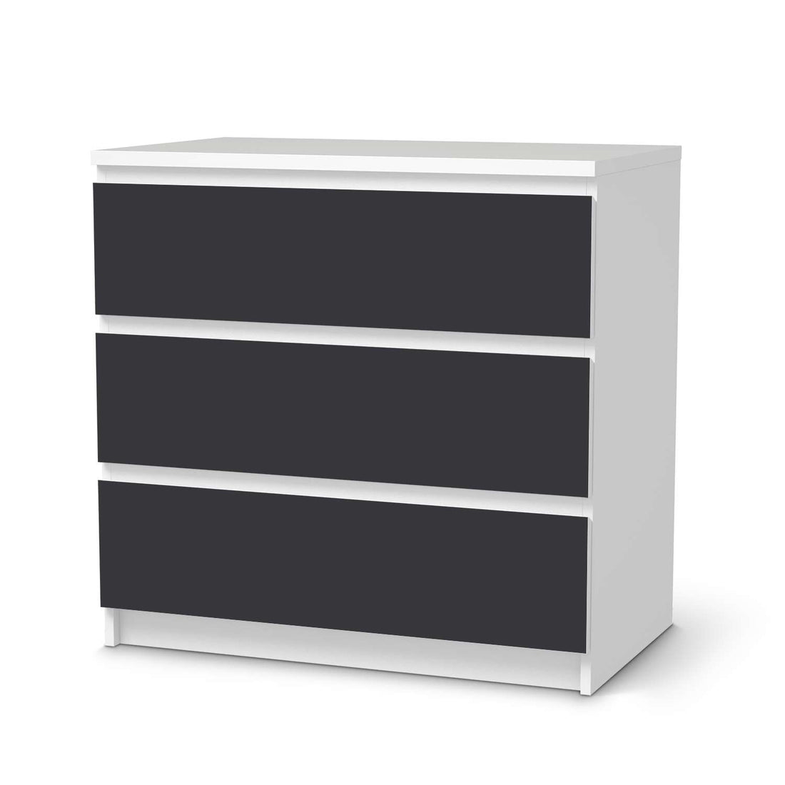 Klebefolie für Möbel Grau Dark - IKEA Malm Kommode 3 Schubladen  - weiss