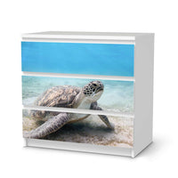 Klebefolie für Möbel Green Sea Turtle - IKEA Malm Kommode 3 Schubladen  - weiss