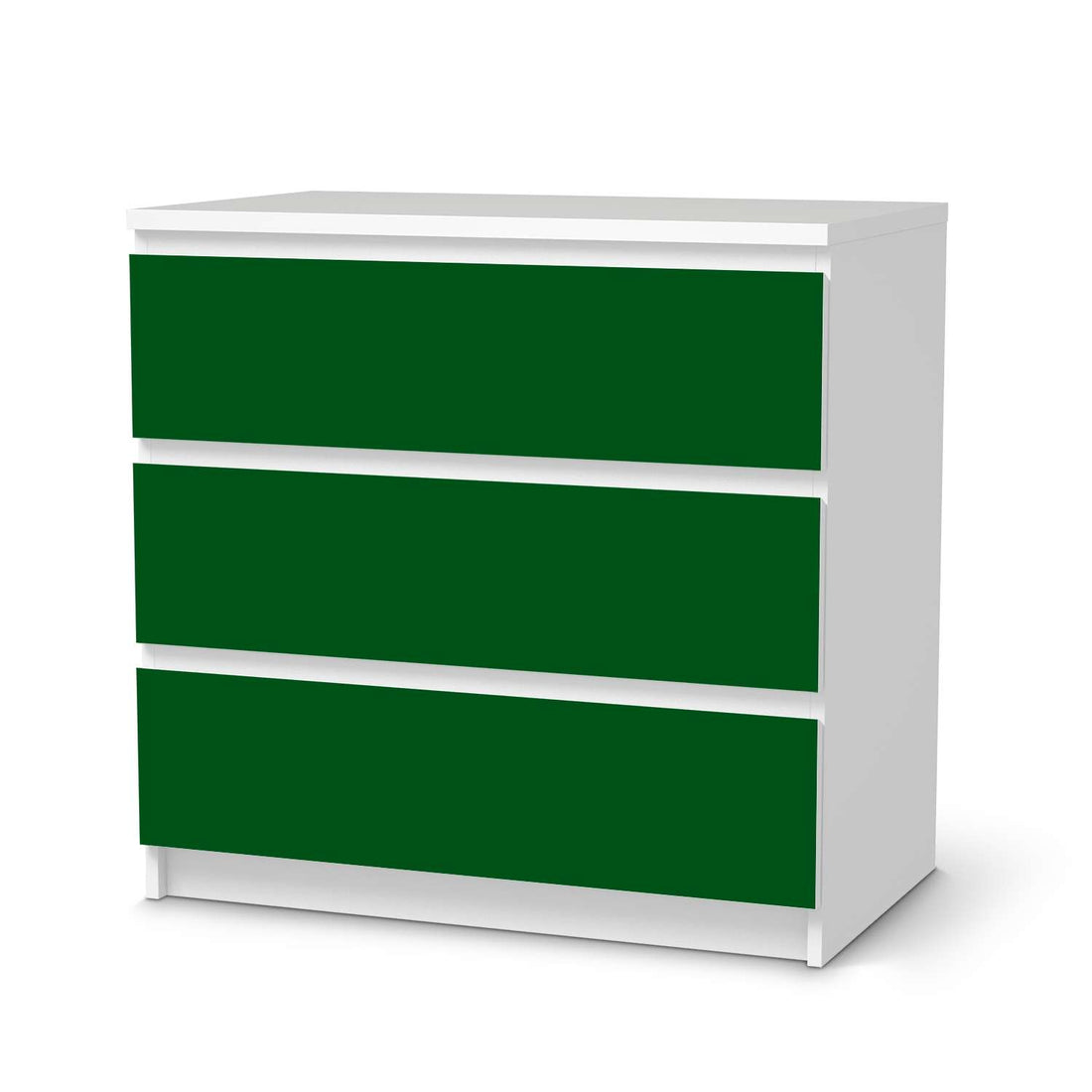 Klebefolie für Möbel Grün Dark - IKEA Malm Kommode 3 Schubladen  - weiss