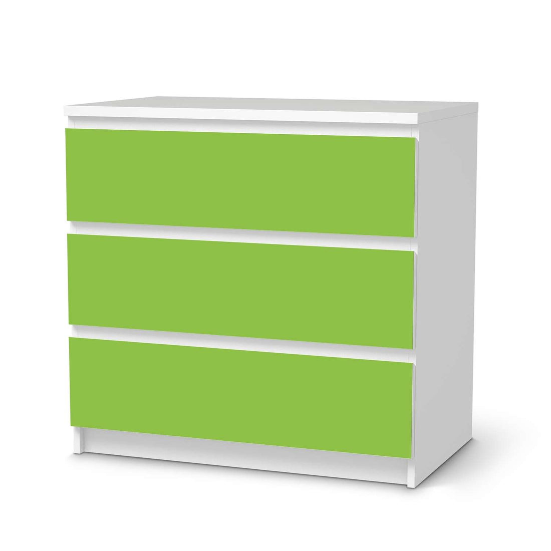 Klebefolie für Möbel Hellgrün Dark - IKEA Malm Kommode 3 Schubladen  - weiss