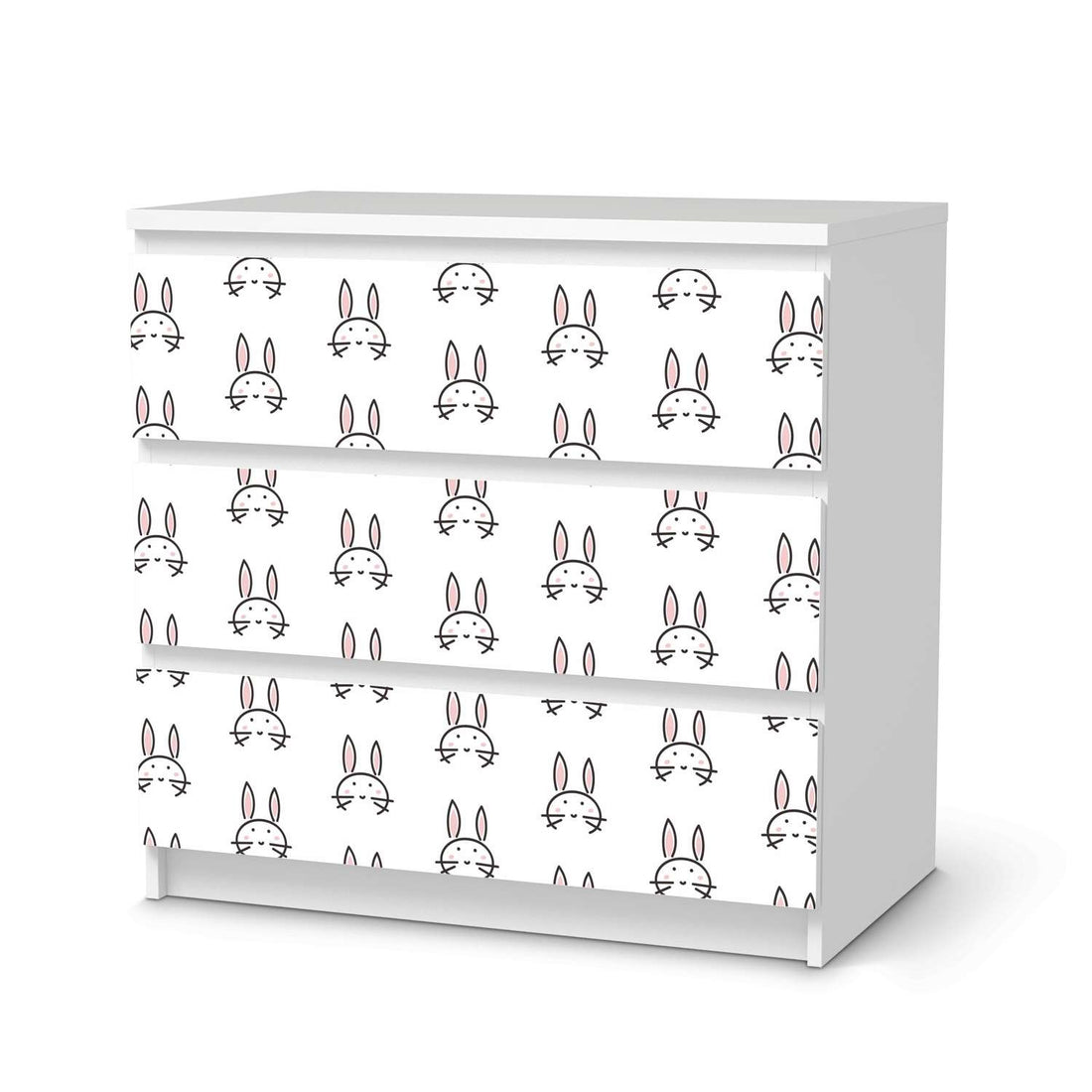 Klebefolie für Möbel Hoppel - IKEA Malm Kommode 3 Schubladen  - weiss