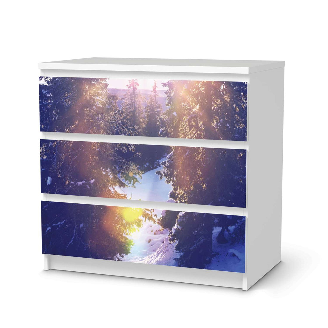 Klebefolie für Möbel Lichtflut - IKEA Malm Kommode 3 Schubladen  - weiss