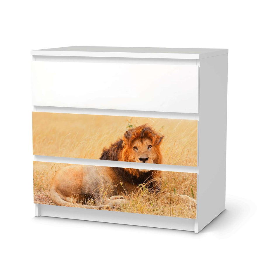 Klebefolie für Möbel Lion King - IKEA Malm Kommode 3 Schubladen  - weiss