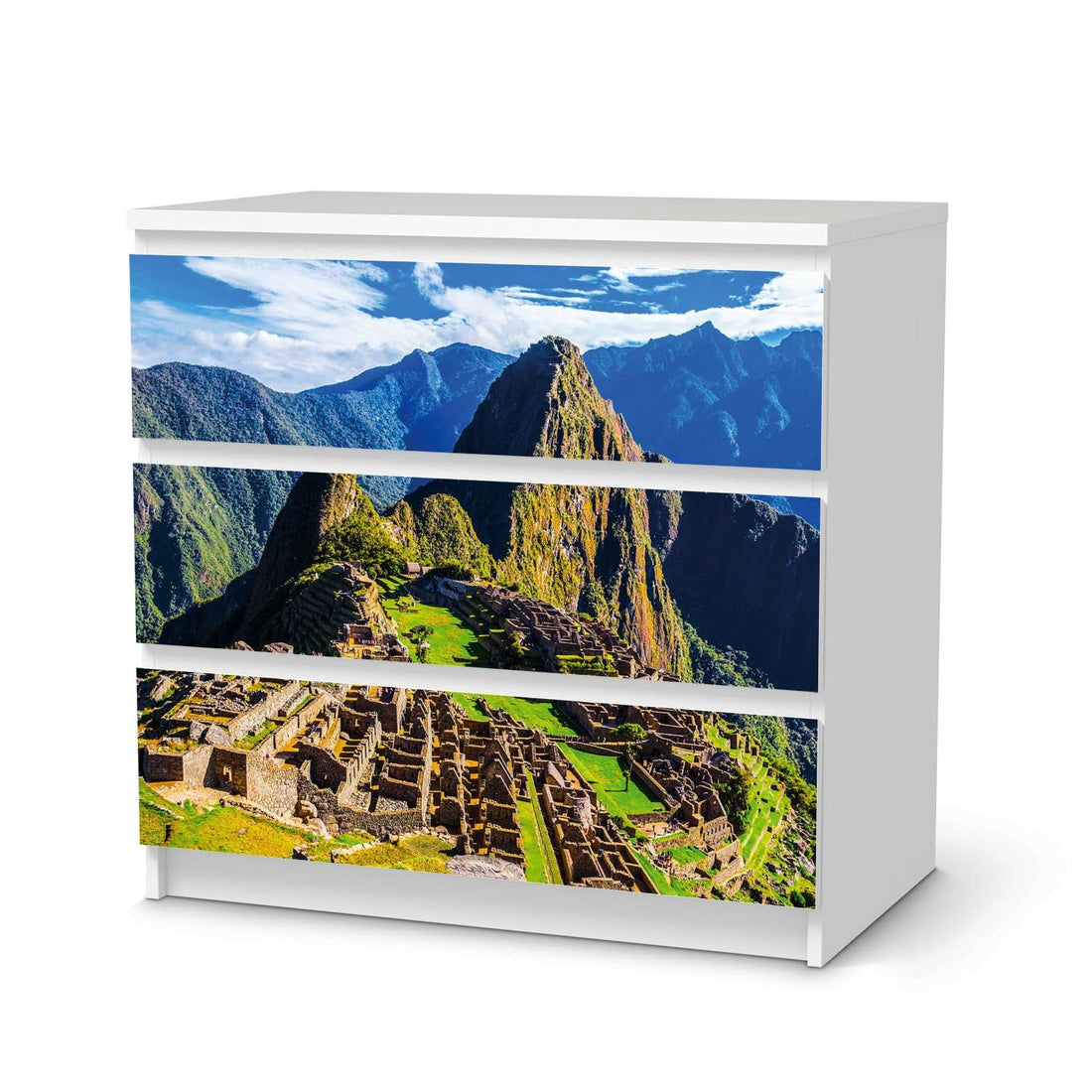 Klebefolie für Möbel Machu Picchu - IKEA Malm Kommode 3 Schubladen  - weiss