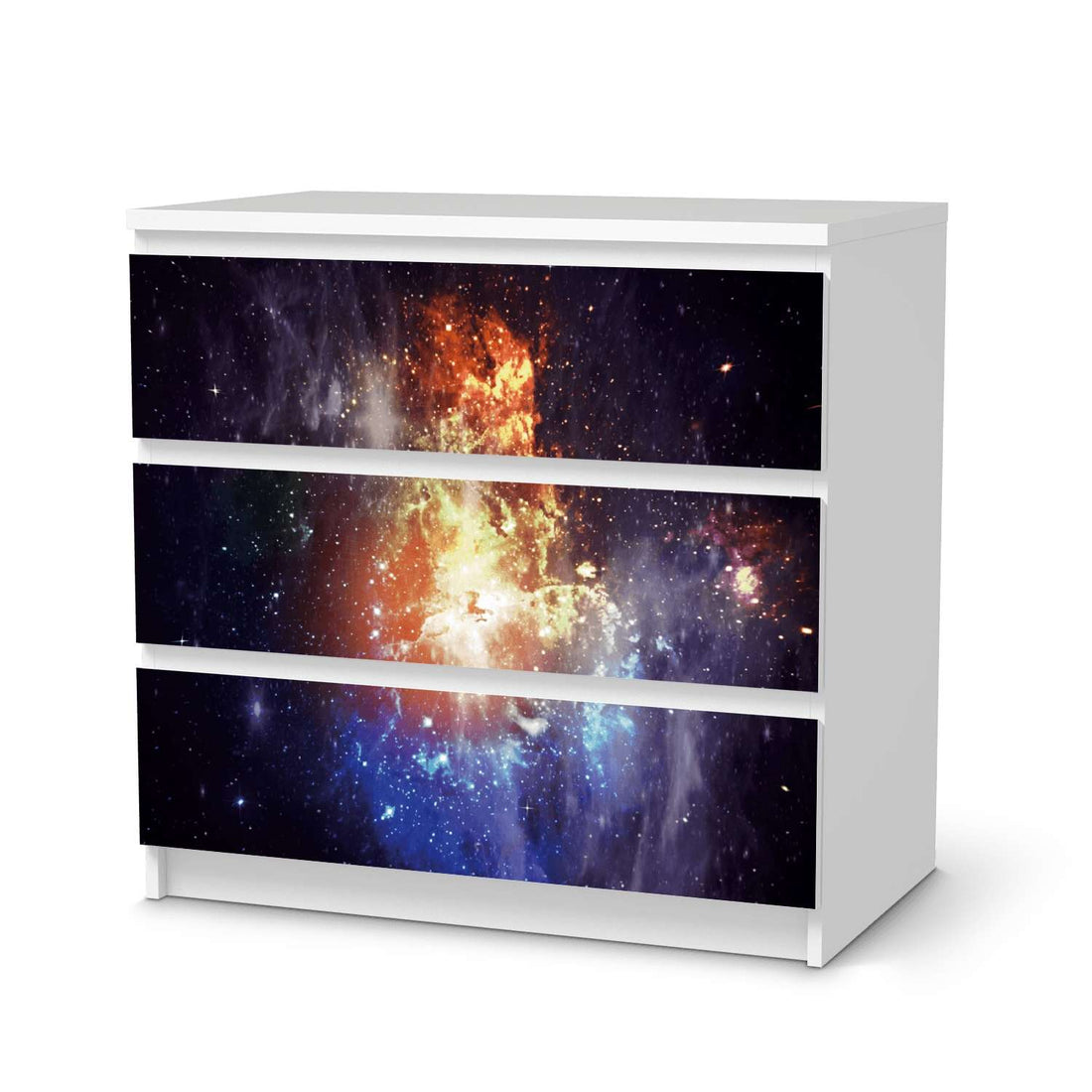 Klebefolie für Möbel Nebula - IKEA Malm Kommode 3 Schubladen  - weiss