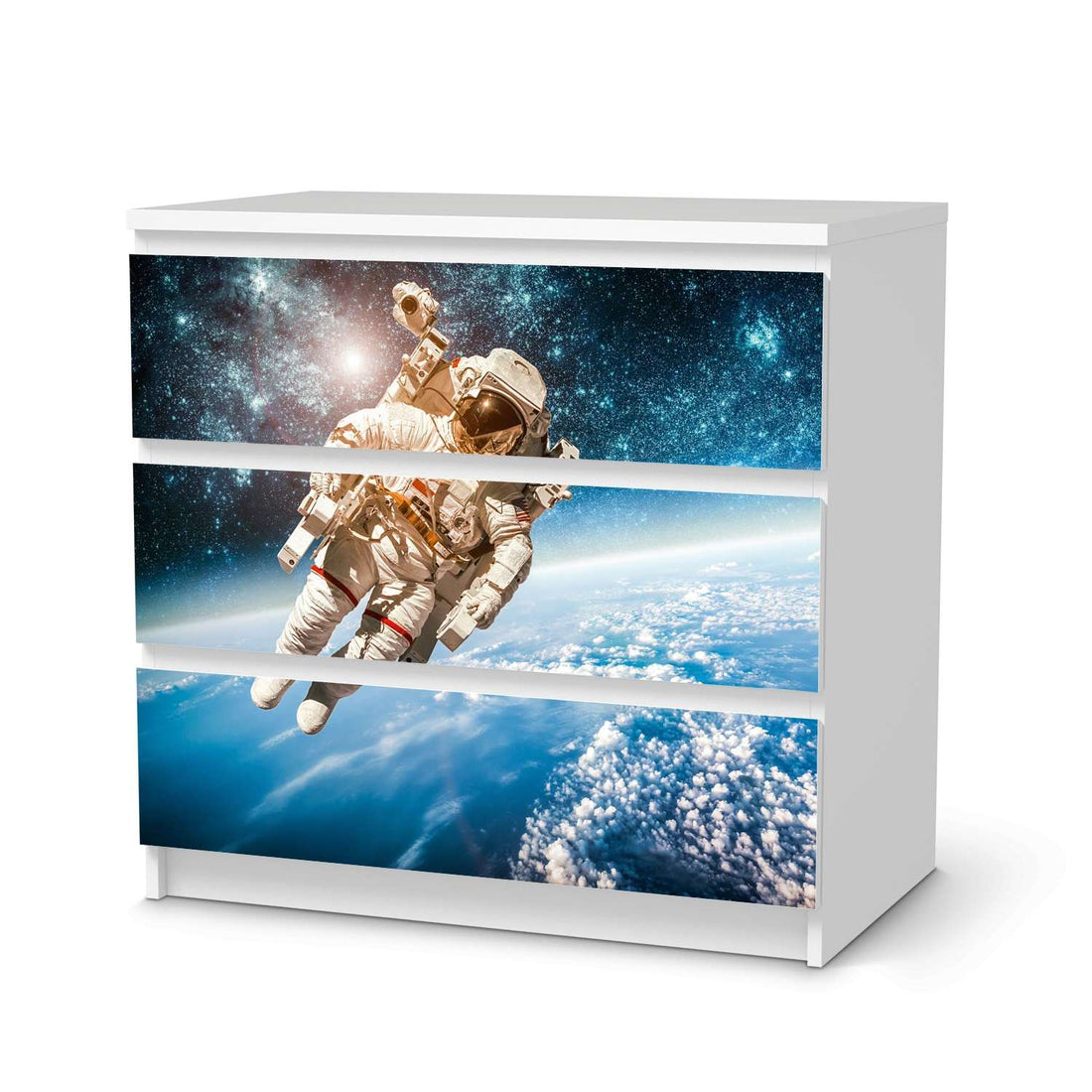 Klebefolie für Möbel Outer Space - IKEA Malm Kommode 3 Schubladen  - weiss