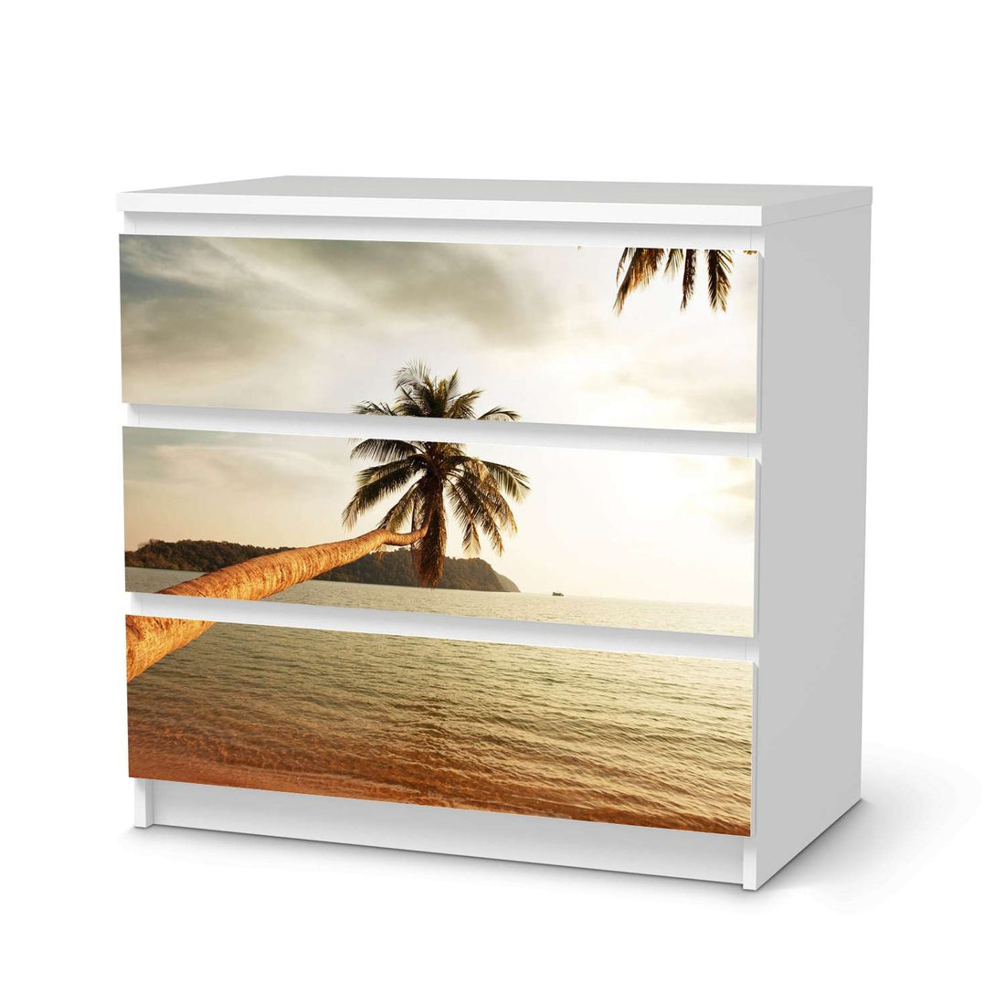 Klebefolie für Möbel Paradise - IKEA Malm Kommode 3 Schubladen  - weiss