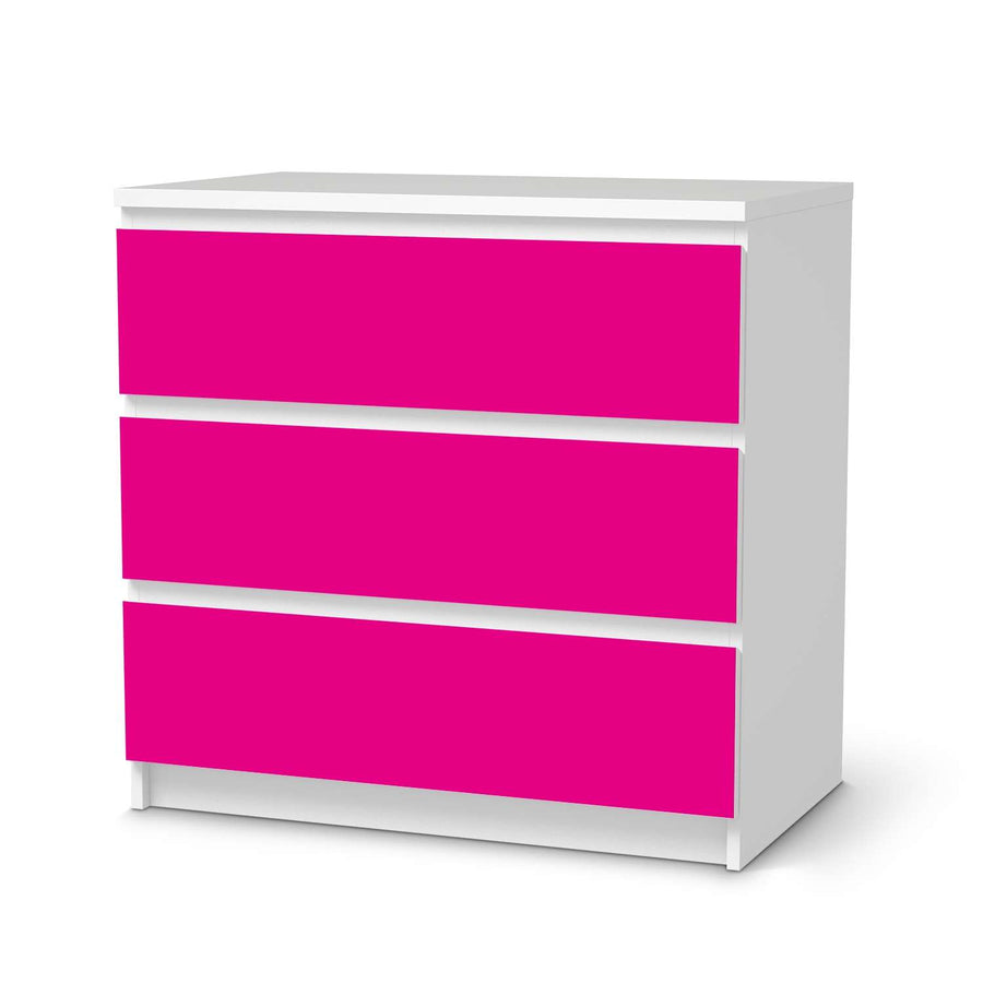 Klebefolie für Möbel Pink Dark - IKEA Malm Kommode 3 Schubladen  - weiss