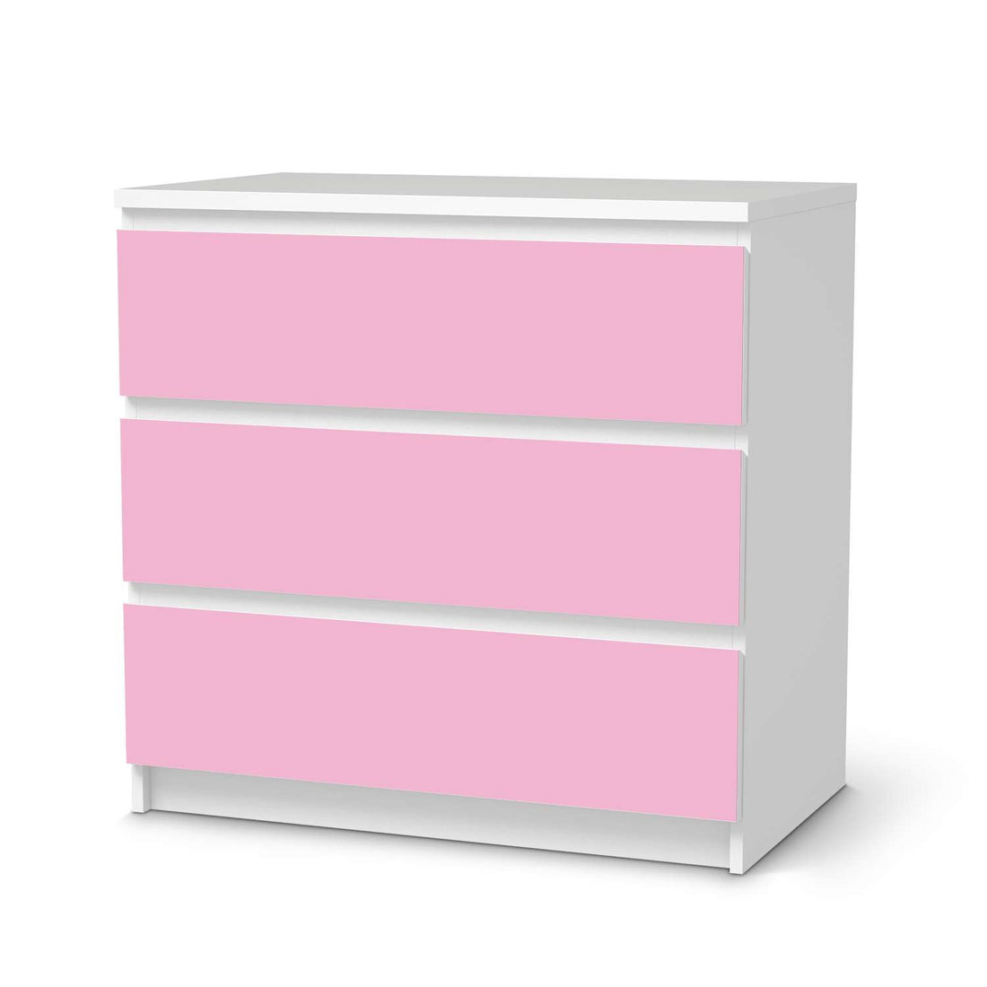 Klebefolie für Möbel Pink Light - IKEA Malm Kommode 3 Schubladen  - weiss