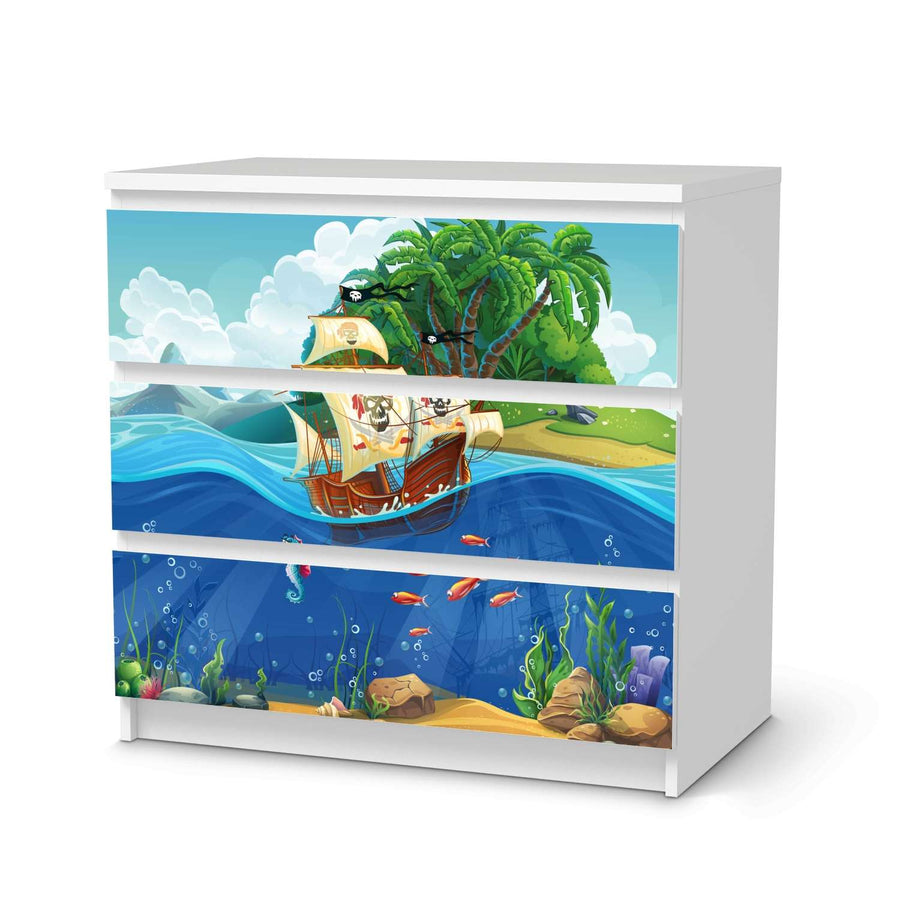 Klebefolie für Möbel Pirates - IKEA Malm Kommode 3 Schubladen  - weiss