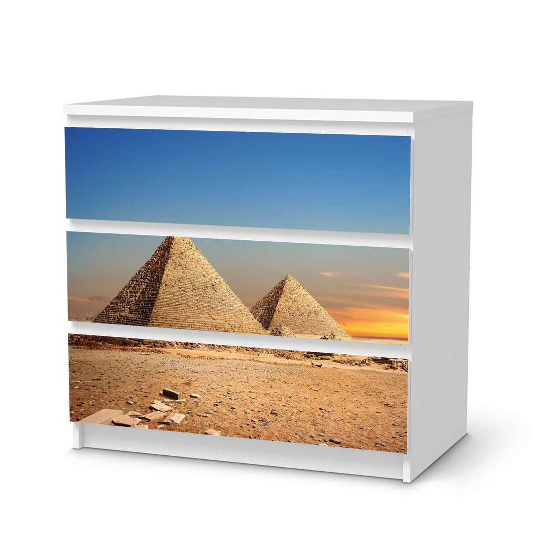 Klebefolie für Möbel Pyramids - IKEA Malm Kommode 3 Schubladen  - weiss