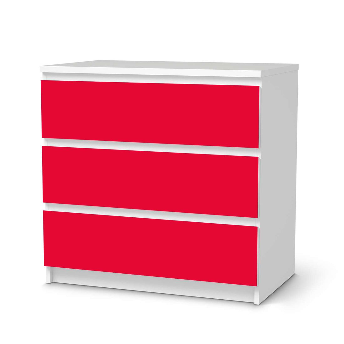Klebefolie für Möbel Rot Light - IKEA Malm Kommode 3 Schubladen  - weiss
