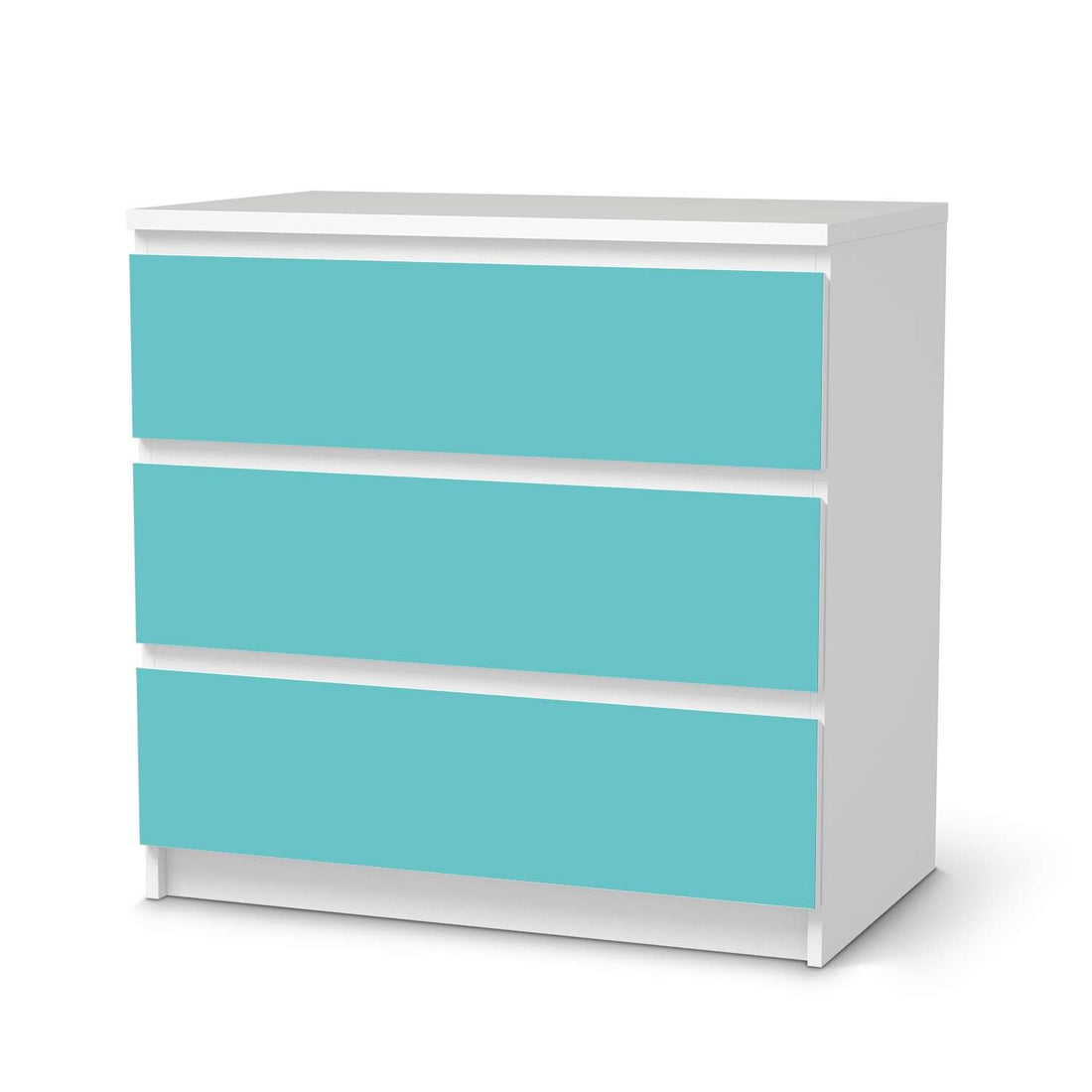Klebefolie für Möbel Türkisgrün Light - IKEA Malm Kommode 3 Schubladen  - weiss
