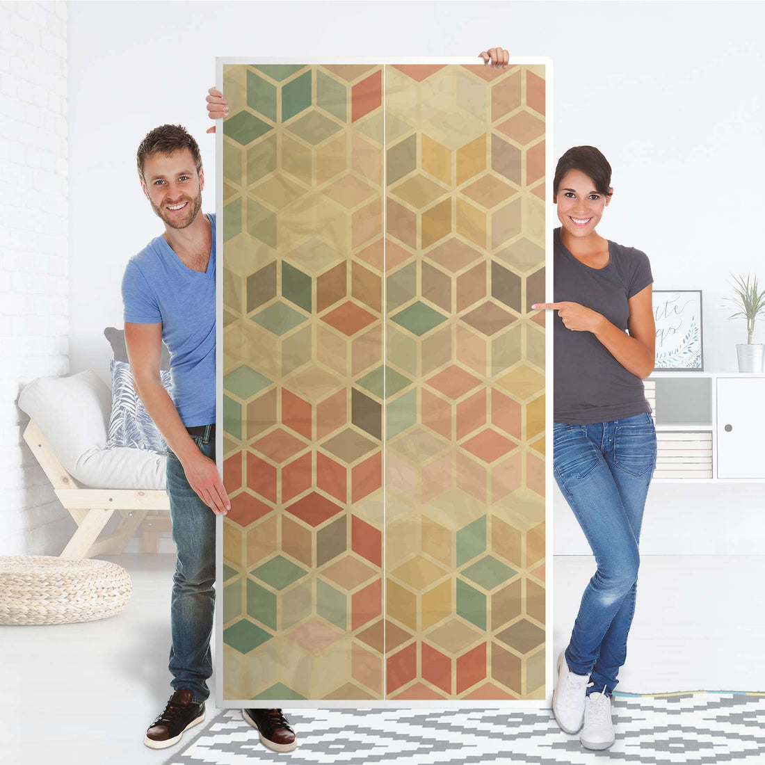 Klebefolie für Möbel 3D Retro - IKEA Pax Schrank 201 cm Höhe - 2 Türen - Folie