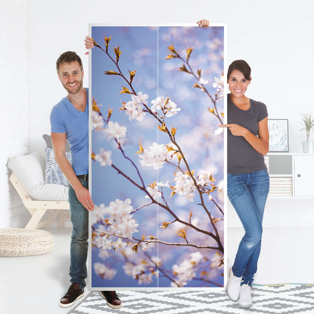 Klebefolie für Möbel Apple Blossoms - IKEA Pax Schrank 201 cm Höhe - 2 Türen - Folie