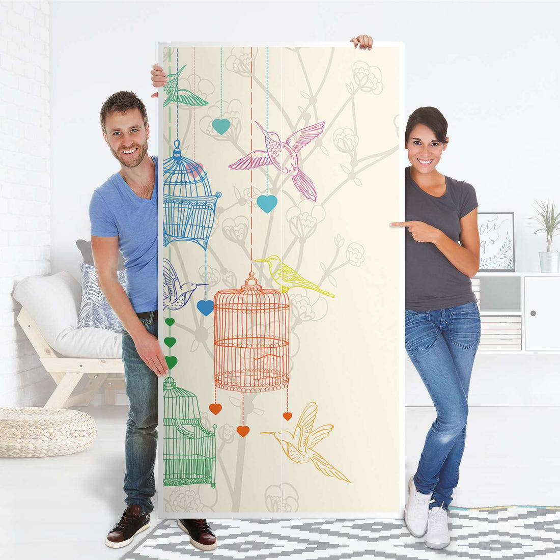 Klebefolie für Möbel Birdcage - IKEA Pax Schrank 201 cm Höhe - 2 Türen - Folie