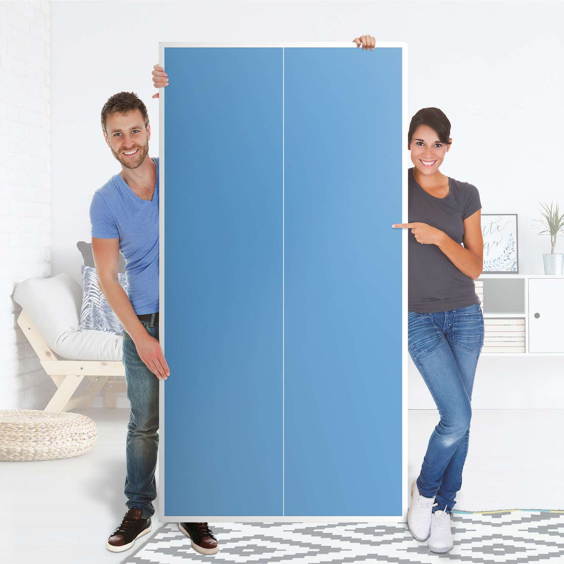 Klebefolie für Möbel Blau Light - IKEA Pax Schrank 201 cm Höhe - 2 Türen - Folie