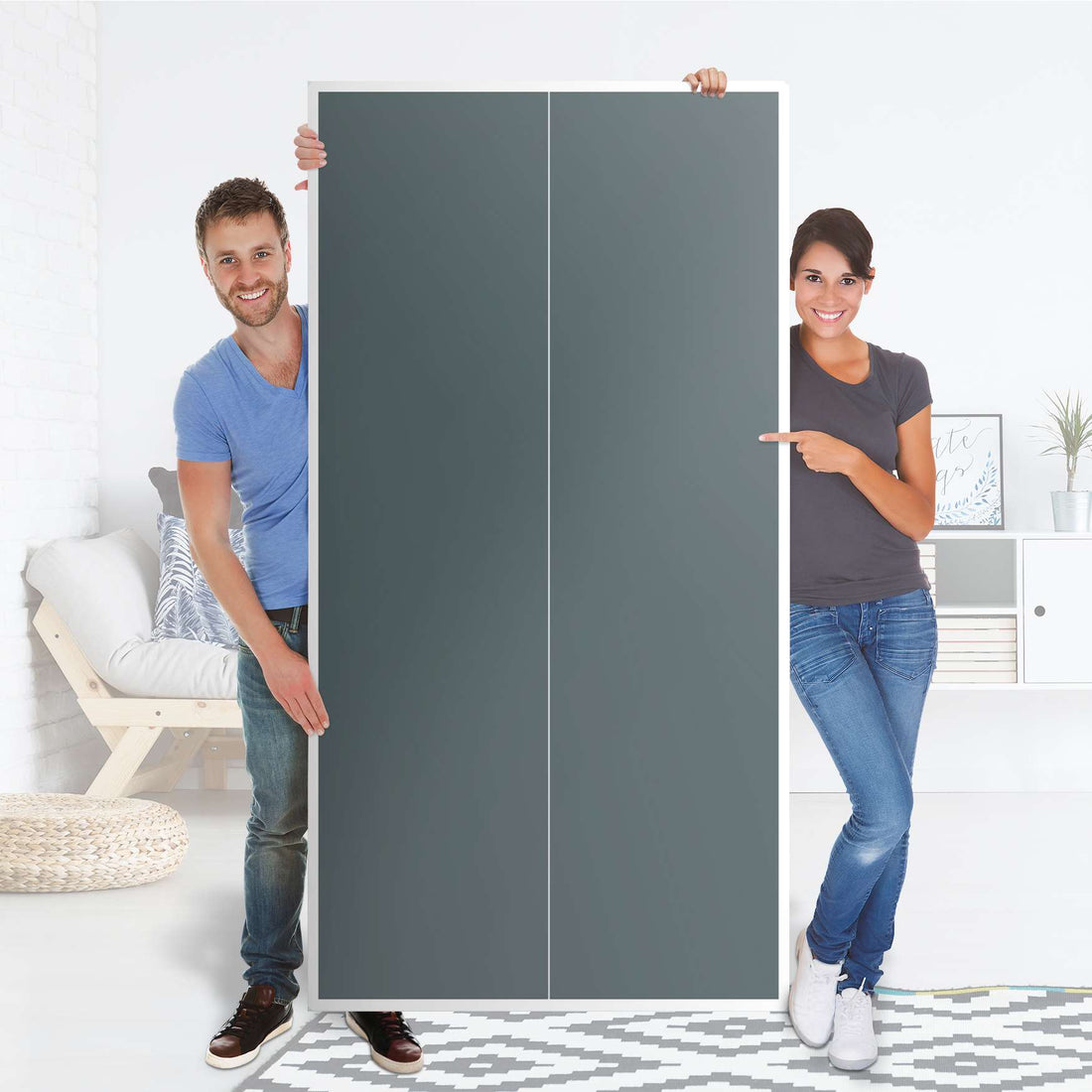 Klebefolie für Möbel Blaugrau Light - IKEA Pax Schrank 201 cm Höhe - 2 Türen - Folie