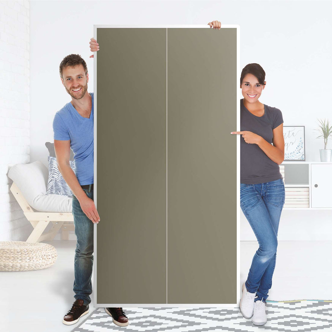 Klebefolie für Möbel Braungrau Light - IKEA Pax Schrank 201 cm Höhe - 2 Türen - Folie