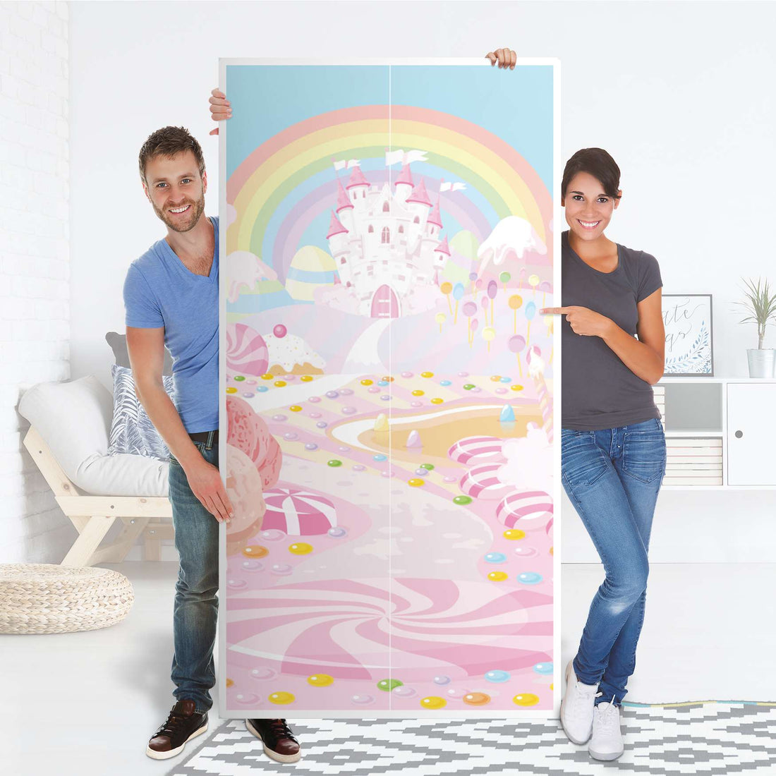 Klebefolie für Möbel Candyland - IKEA Pax Schrank 201 cm Höhe - 2 Türen - Folie