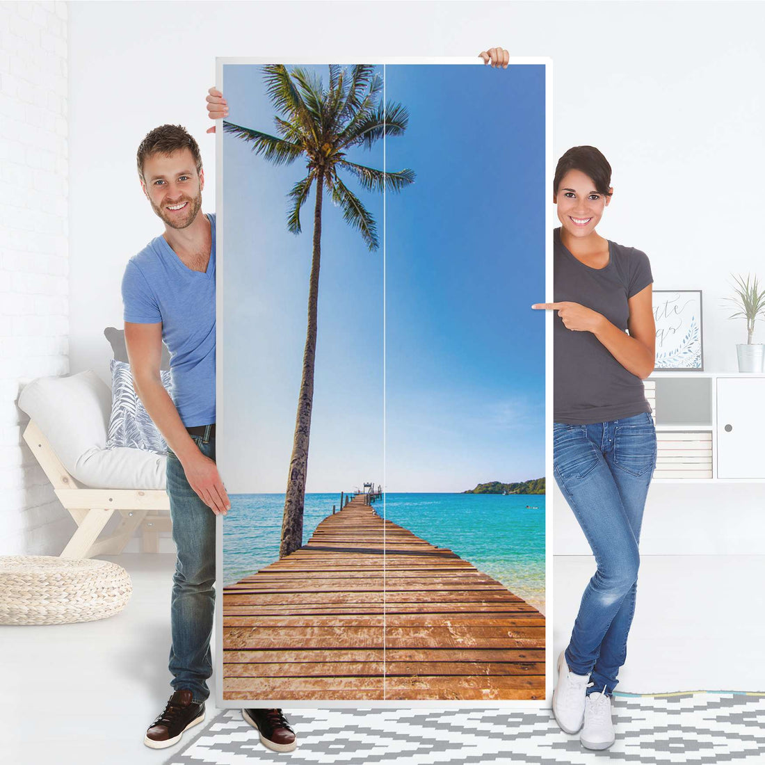 Klebefolie für Möbel Caribbean - IKEA Pax Schrank 201 cm Höhe - 2 Türen - Folie