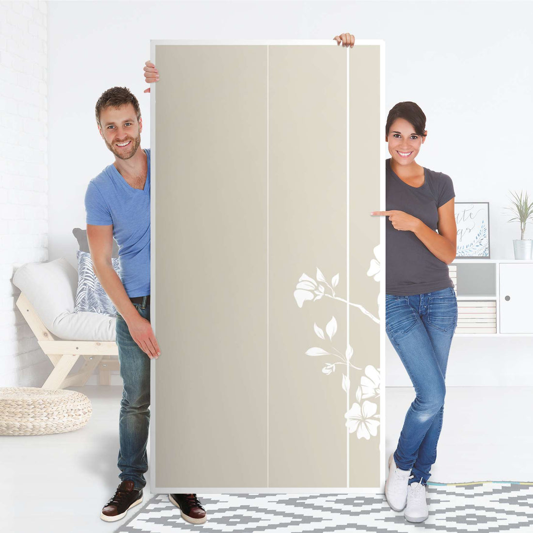 Klebefolie für Möbel Florals Plain 3 - IKEA Pax Schrank 201 cm Höhe - 2 Türen - Folie