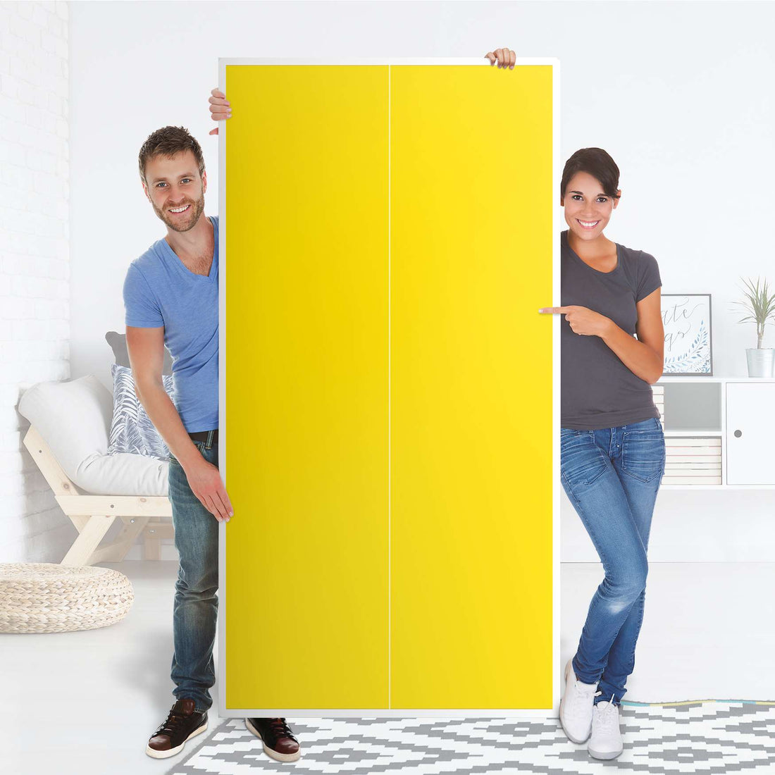 Klebefolie für Möbel Gelb Dark - IKEA Pax Schrank 201 cm Höhe - 2 Türen - Folie