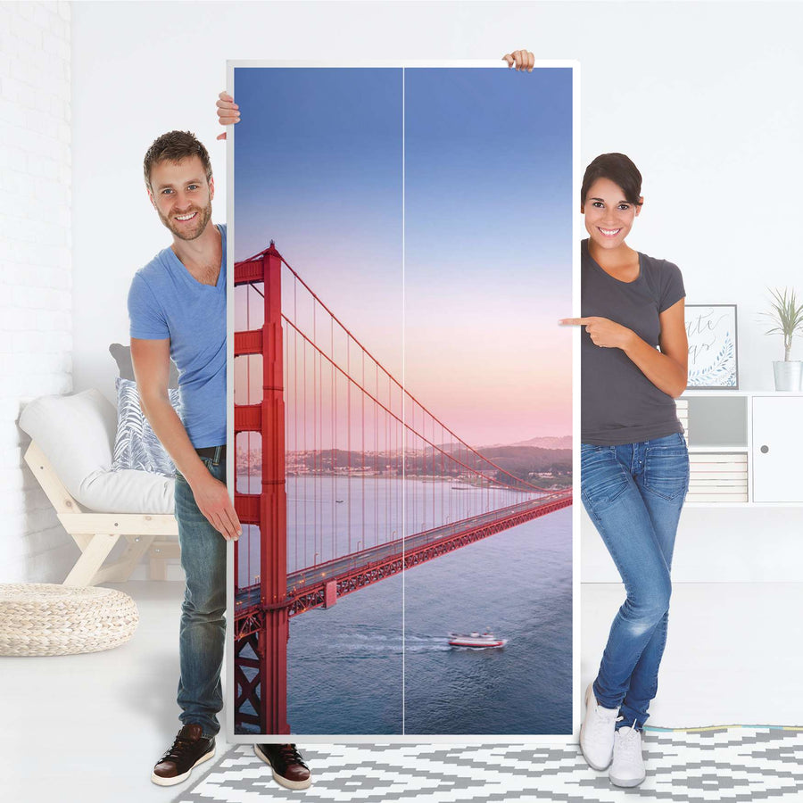 Klebefolie für Möbel Golden Gate - IKEA Pax Schrank 201 cm Höhe - 2 Türen - Folie