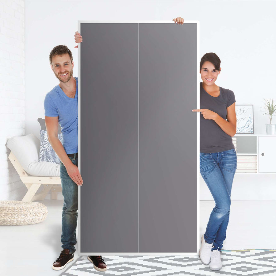Klebefolie für Möbel Grau Light - IKEA Pax Schrank 201 cm Höhe - 2 Türen - Folie