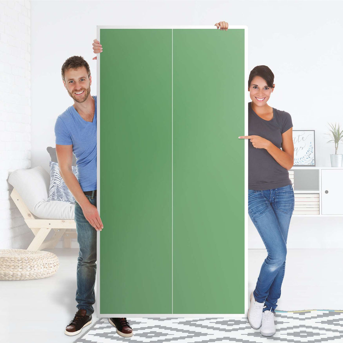 Klebefolie für Möbel Grün Light - IKEA Pax Schrank 201 cm Höhe - 2 Türen - Folie