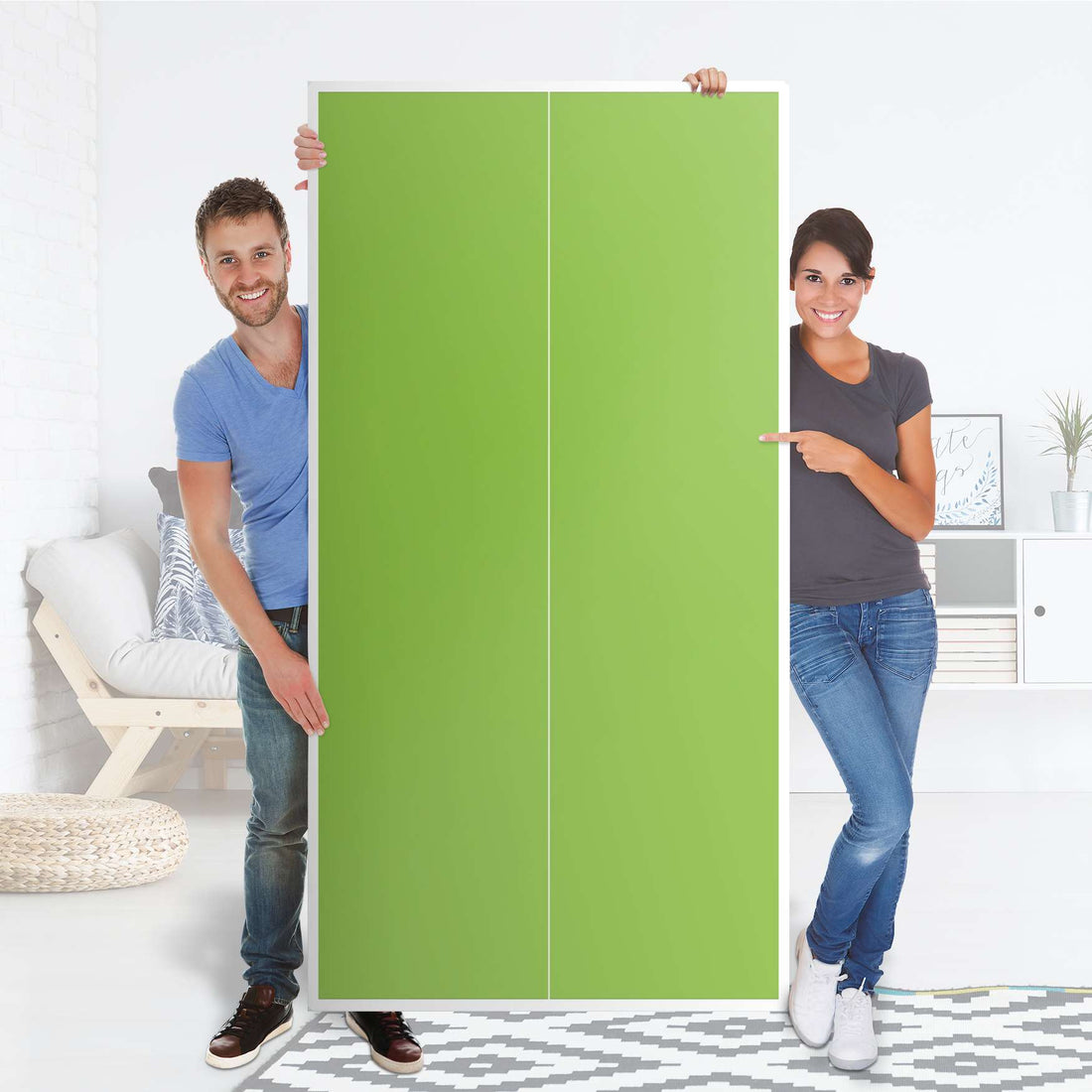 Klebefolie für Möbel Hellgrün Dark - IKEA Pax Schrank 201 cm Höhe - 2 Türen - Folie