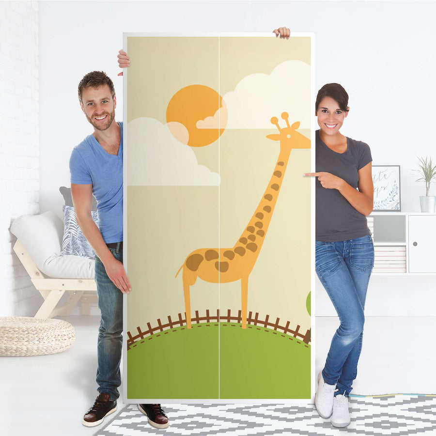 Klebefolie für Möbel Mountain Giraffe - IKEA Pax Schrank 201 cm Höhe - 2 Türen - Folie