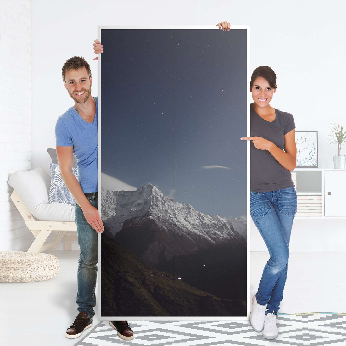 Klebefolie für Möbel Mountain Sky - IKEA Pax Schrank 201 cm Höhe - 2 Türen - Folie