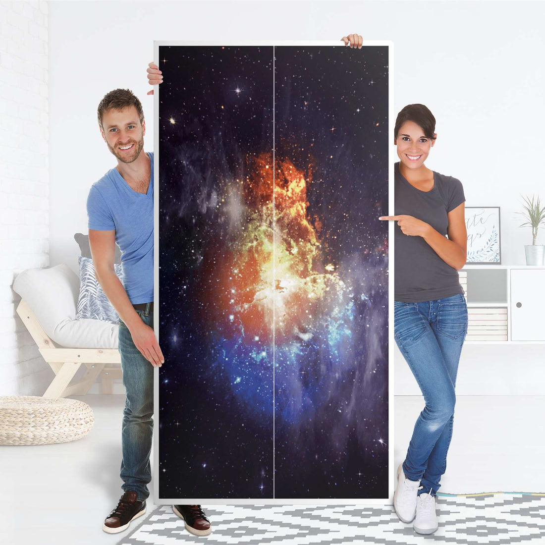 Klebefolie für Möbel Nebula - IKEA Pax Schrank 201 cm Höhe - 2 Türen - Folie