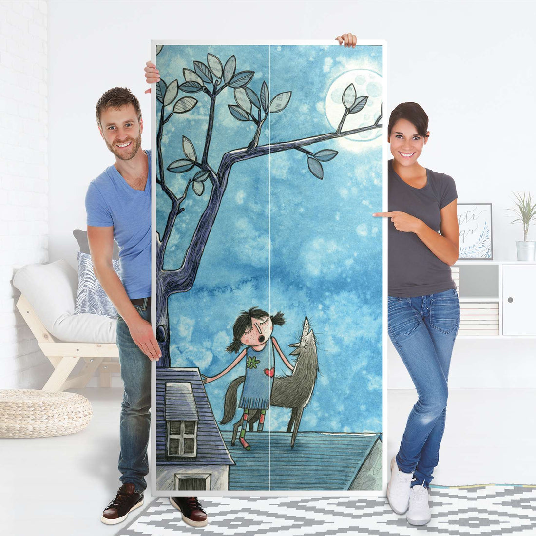 Klebefolie für Möbel Nocturnal Pleasure - IKEA Pax Schrank 201 cm Höhe - 2 Türen - Folie