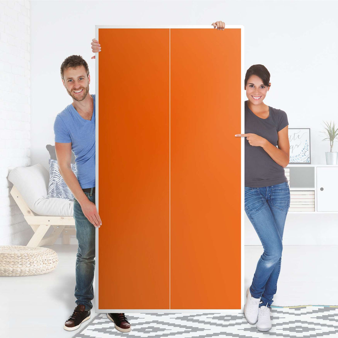 Klebefolie für Möbel Orange Dark - IKEA Pax Schrank 201 cm Höhe - 2 Türen - Folie