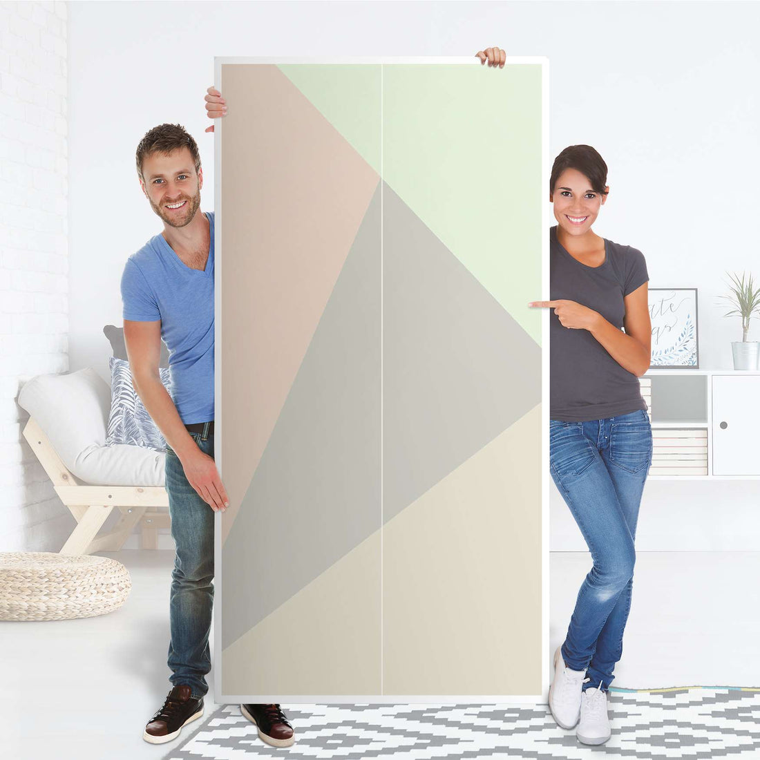 Klebefolie für Möbel Pastell Geometrik - IKEA Pax Schrank 201 cm Höhe - 2 Türen - Folie