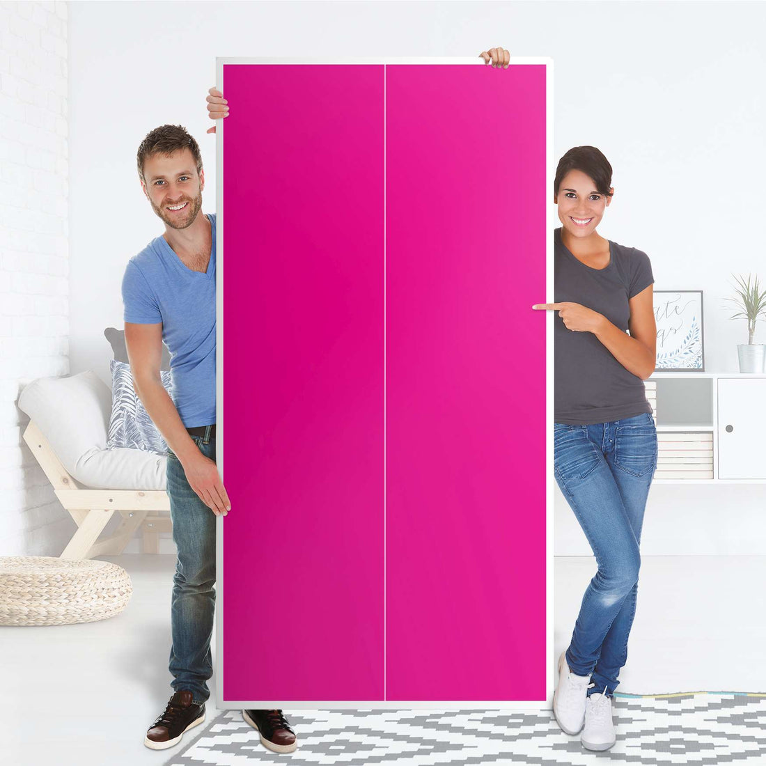 Klebefolie für Möbel Pink Dark - IKEA Pax Schrank 201 cm Höhe - 2 Türen - Folie