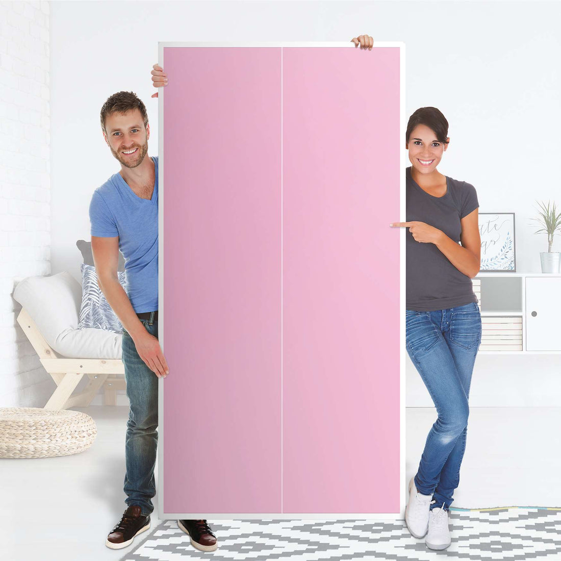 Klebefolie für Möbel Pink Light - IKEA Pax Schrank 201 cm Höhe - 2 Türen - Folie