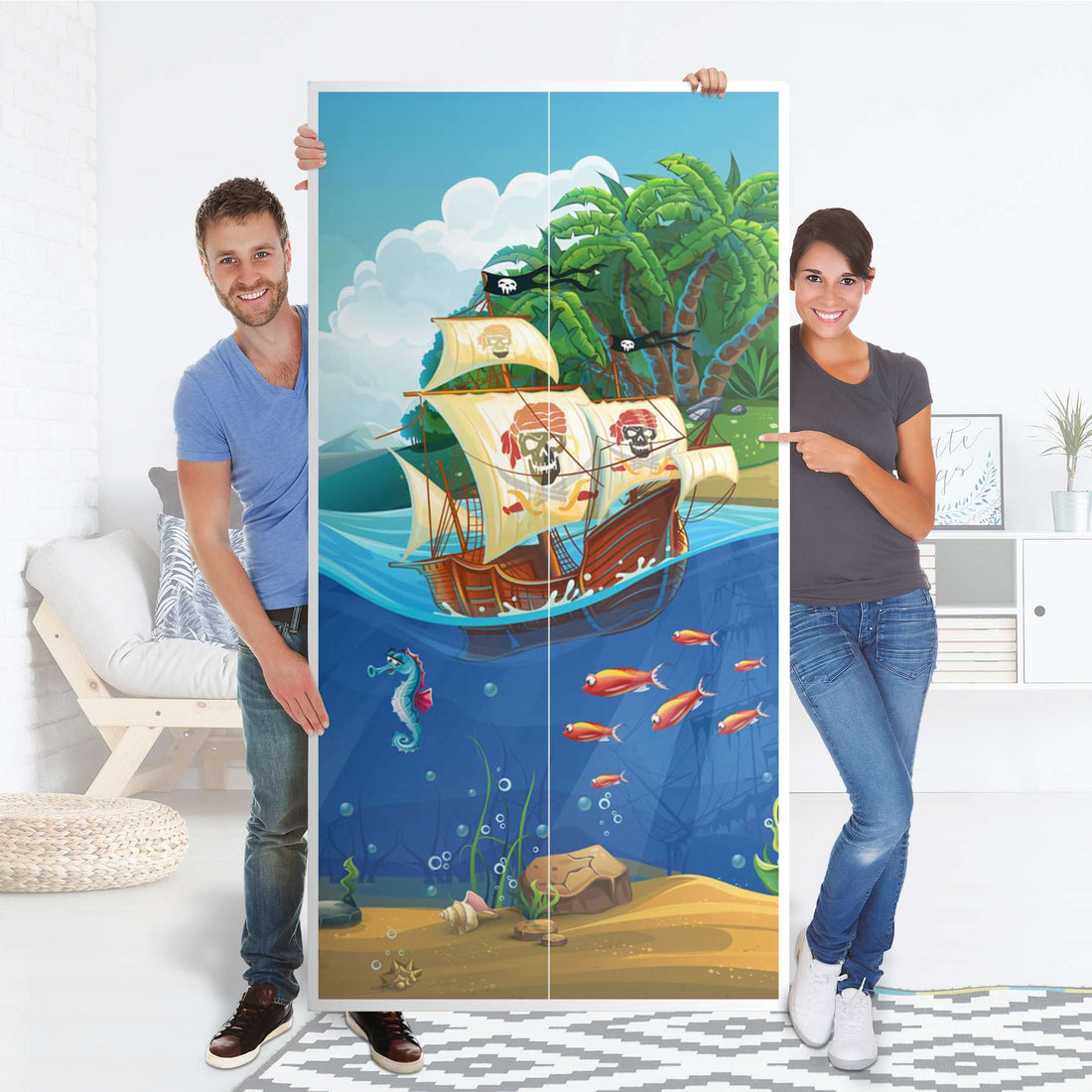 Klebefolie für Möbel Pirates - IKEA Pax Schrank 201 cm Höhe - 2 Türen - Folie