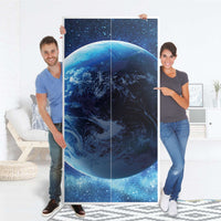 Klebefolie für Möbel Planet Blue - IKEA Pax Schrank 201 cm Höhe - 2 Türen - Folie