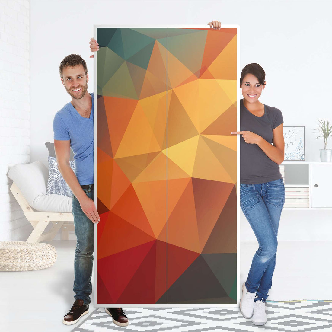 Klebefolie für Möbel Polygon - IKEA Pax Schrank 201 cm Höhe - 2 Türen - Folie