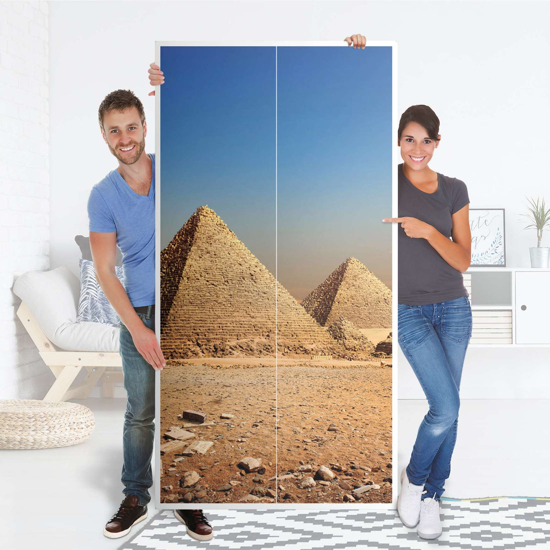 Klebefolie für Möbel Pyramids - IKEA Pax Schrank 201 cm Höhe - 2 Türen - Folie