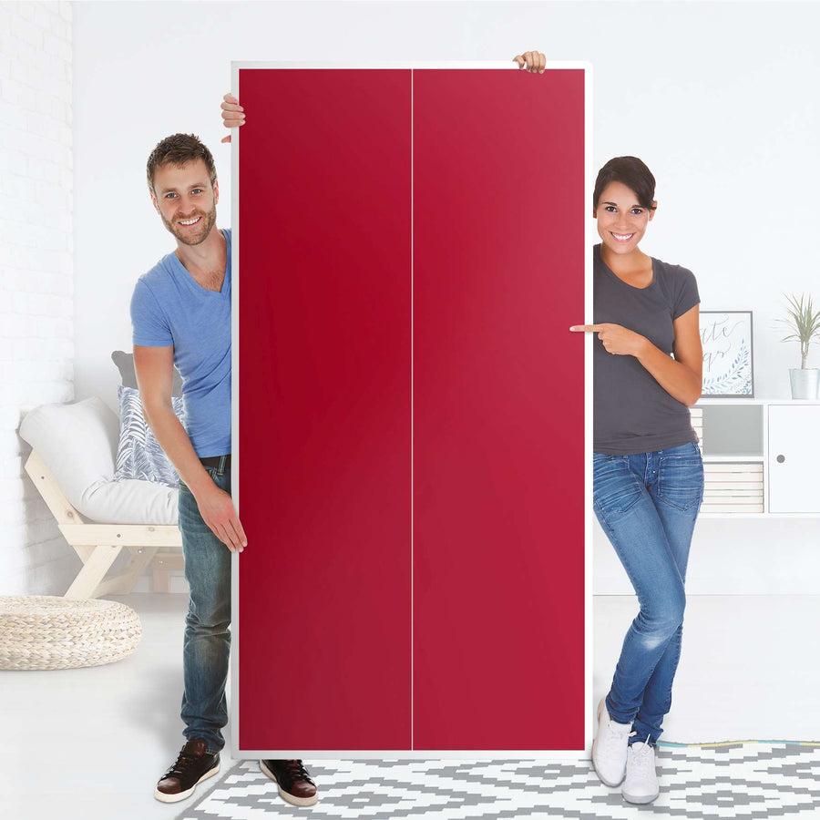 Klebefolie für Möbel Rot Dark - IKEA Pax Schrank 201 cm Höhe - 2 Türen - Folie