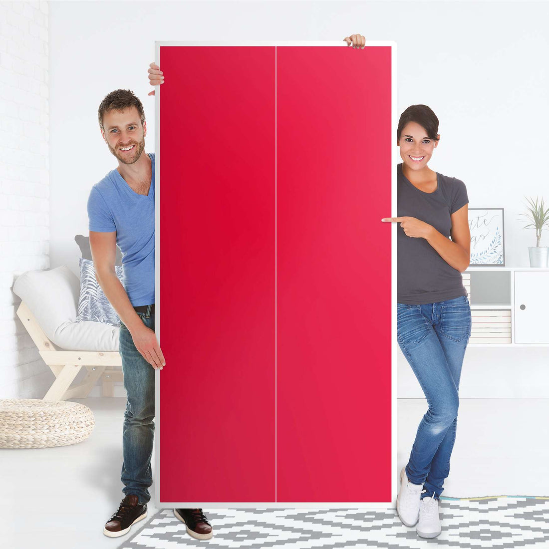 Klebefolie für Möbel Rot Light - IKEA Pax Schrank 201 cm Höhe - 2 Türen - Folie