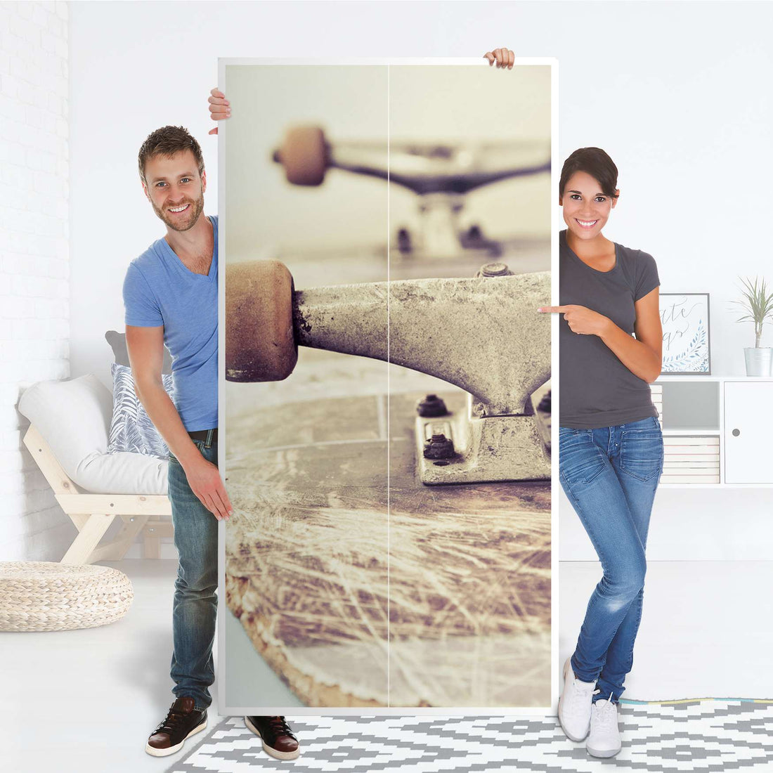 Klebefolie für Möbel Skateboard - IKEA Pax Schrank 201 cm Höhe - 2 Türen - Folie