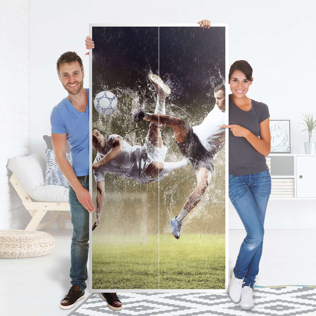 Klebefolie für Möbel Soccer - IKEA Pax Schrank 201 cm Höhe - 2 Türen - Folie