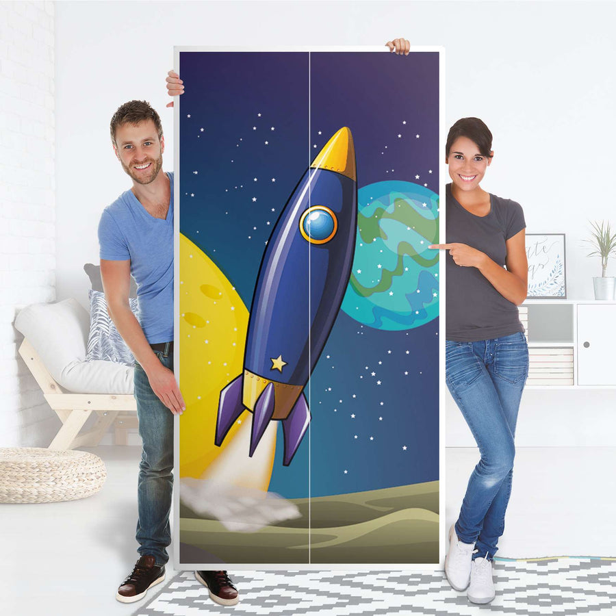 Klebefolie für Möbel Space Rocket - IKEA Pax Schrank 201 cm Höhe - 2 Türen - Folie