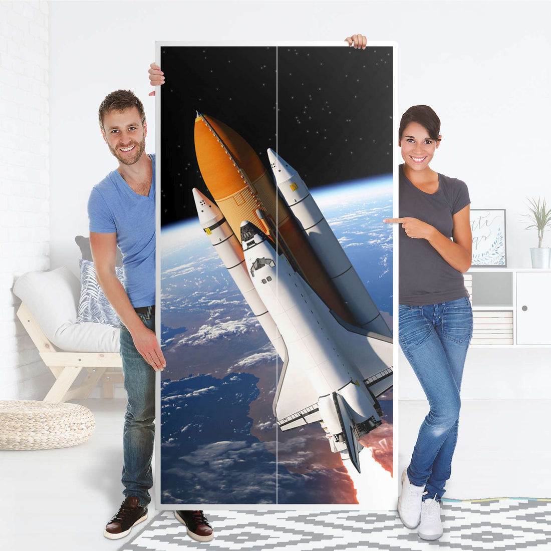 Klebefolie für Möbel Space Traveller - IKEA Pax Schrank 201 cm Höhe - 2 Türen - Folie