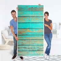 Klebefolie für Möbel Wooden Aqua - IKEA Pax Schrank 201 cm Höhe - 2 Türen - Folie